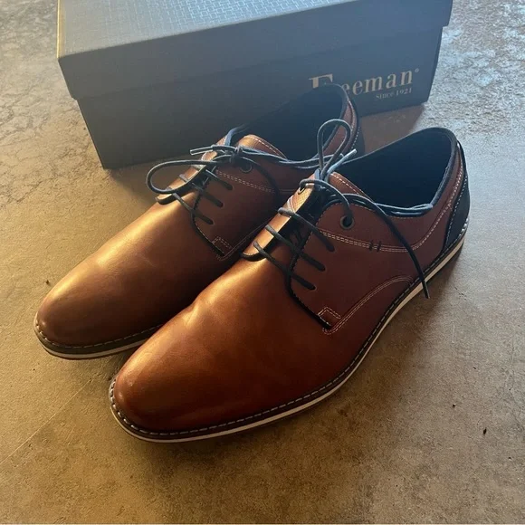 Freeman Morgan Memory Foam Men's Oxford Dress Shoes Brown Blue Size 11 M - Picture 3 of 8